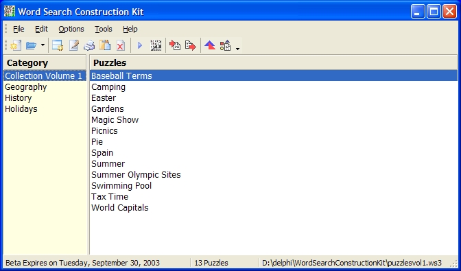 Screenshot of Word Search Construction Kit 4.0b
